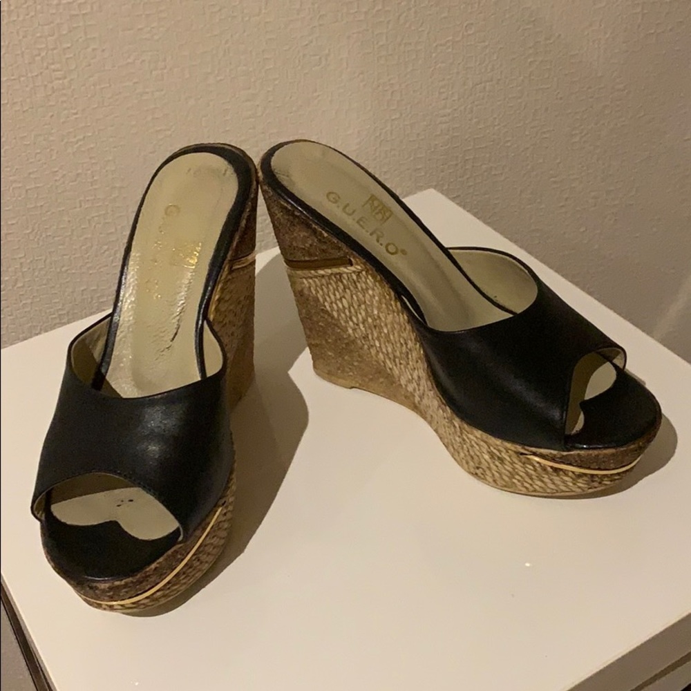 Genuine Leather Wedge Platform Sandals
